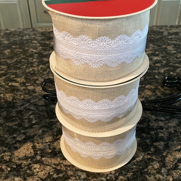 CELEBRATE IT BURLAP LACE VINTAGE STYLE RIBBON 2.5X25 FT LOT OF 3 NWT - Picture 3 of 4